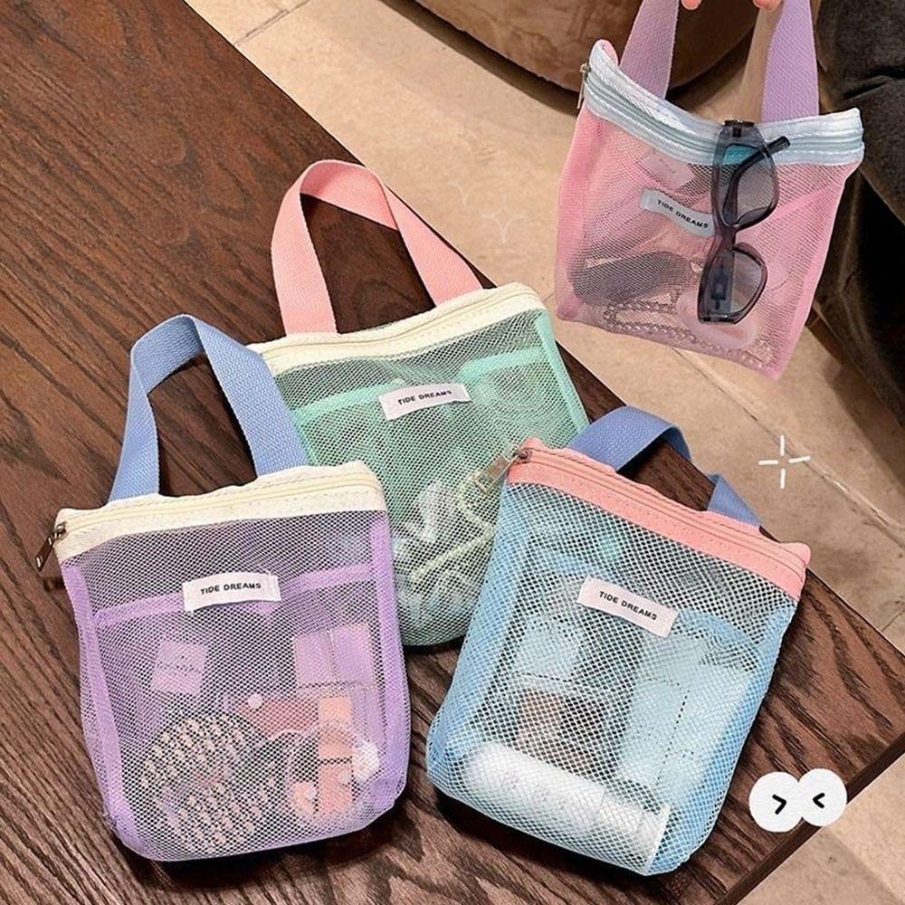 Portable Handbags Transparent Storage Bags Gifts Mesh Toiletry Bag