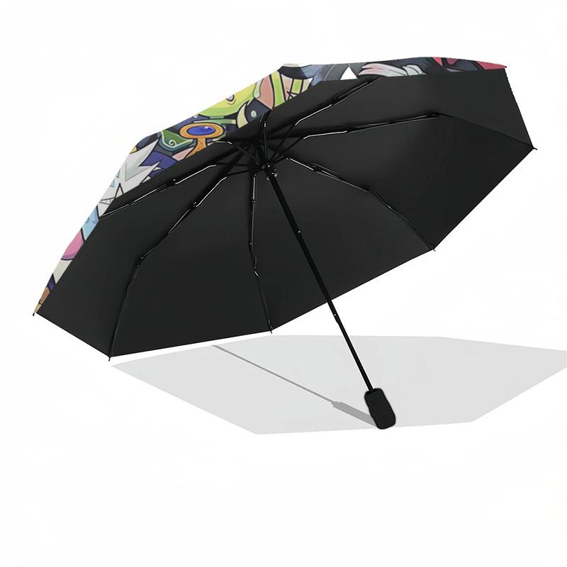 1pc Bubble Guppies Automatic Folding Outdoor Umbrella - Portable 3-Fold Design with 8-Rib Iron Frame, Perfect for Outdoor Use, Travel, and Gifts!