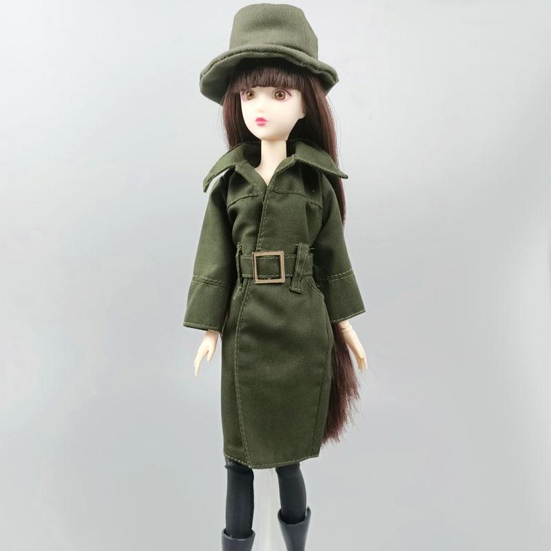 Модный костюм, зимняя куртка с поясом, пальто для куклы Барби, одежда с длинным рукавом и шапкой, костюм, одежда, сделай сам, игрушка для детей