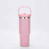 30 Oz Stainless Steel Travel Tumbler With Handle Straw Lid Car Outdoor Use Insulated Water Bottle