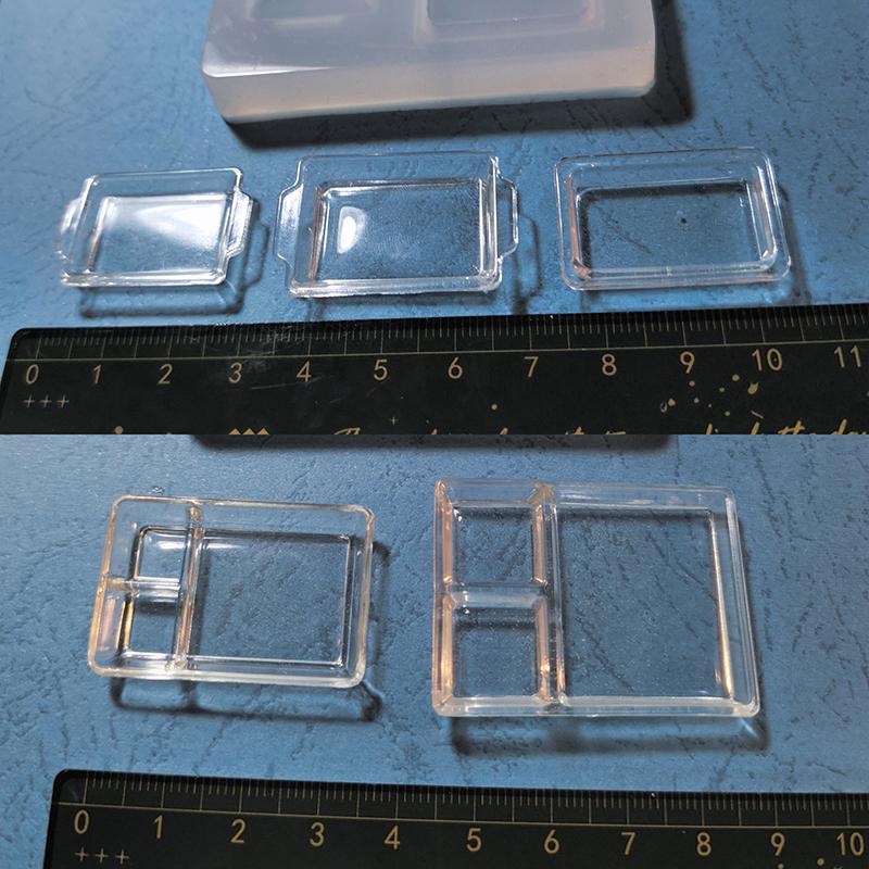 Мини-форма 1:12 миниатюрных кукольных тарелок, ланч-боксов, подносов, силиконовых форм для кукольных домиков с каплями УФ-клея(Только плесень)