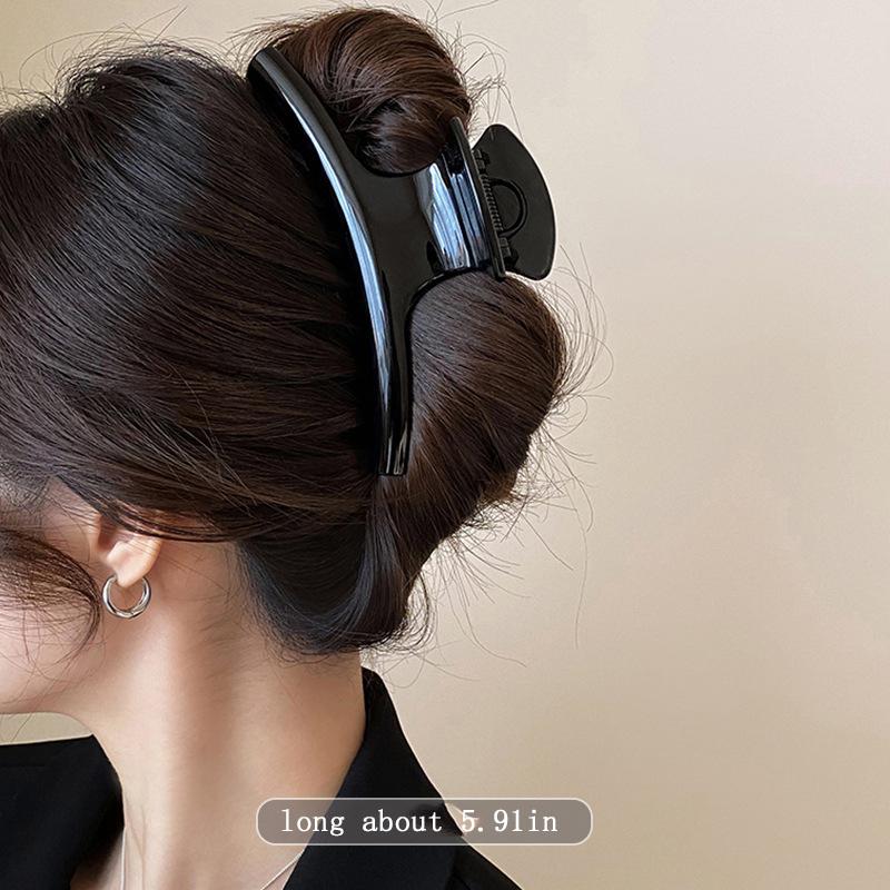Women Hair Ornament Long Thick Hair Hold Headband Claw Clip Hair Clip Hair Accessories Elegant Solid 5.91in Large Hair Claw