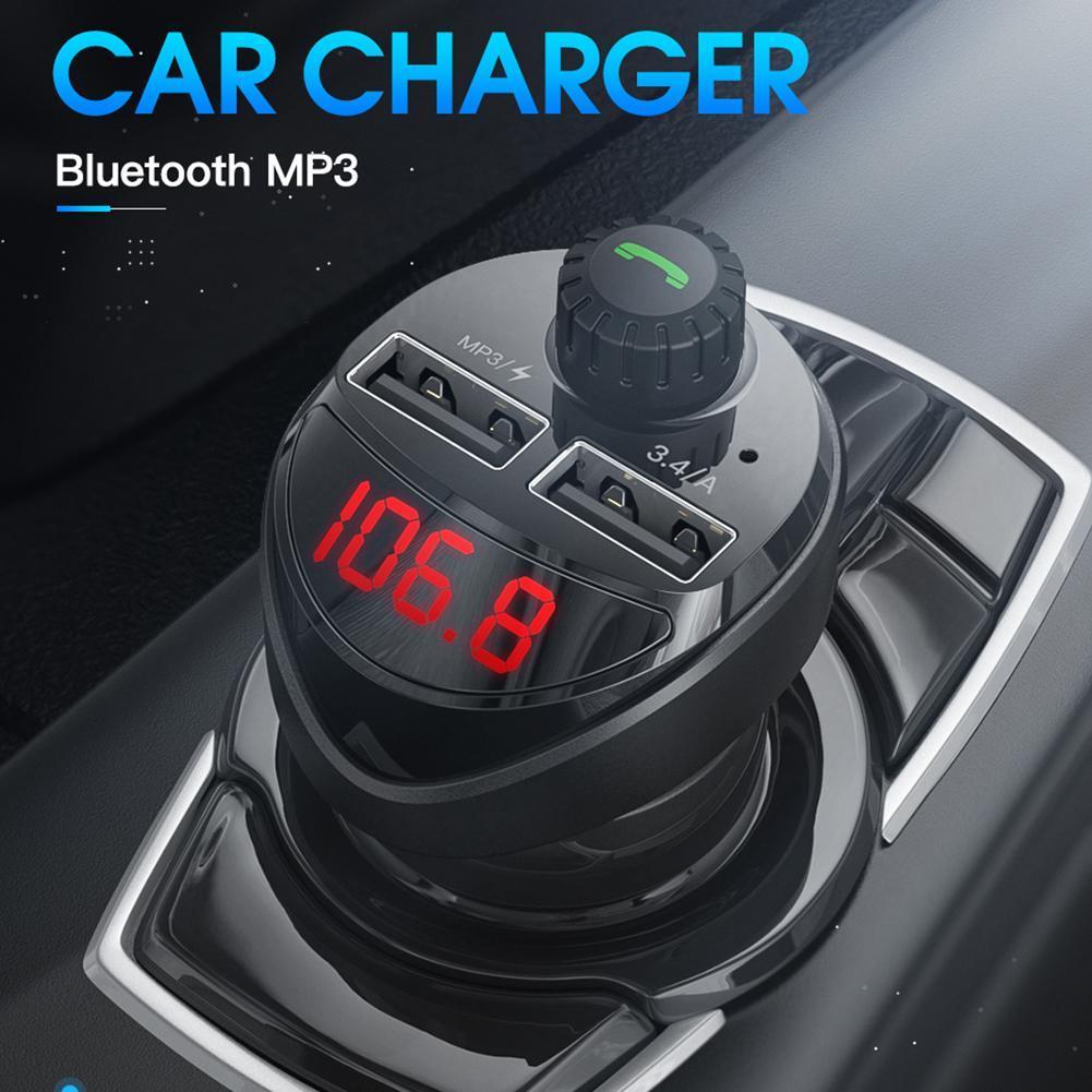 Car Audio MP3 Player Bluetooth-Compatible 4.2 3.4A Car Wireless FM Transmitter Audio MP3 Player LCD Digital Display Quick Charge