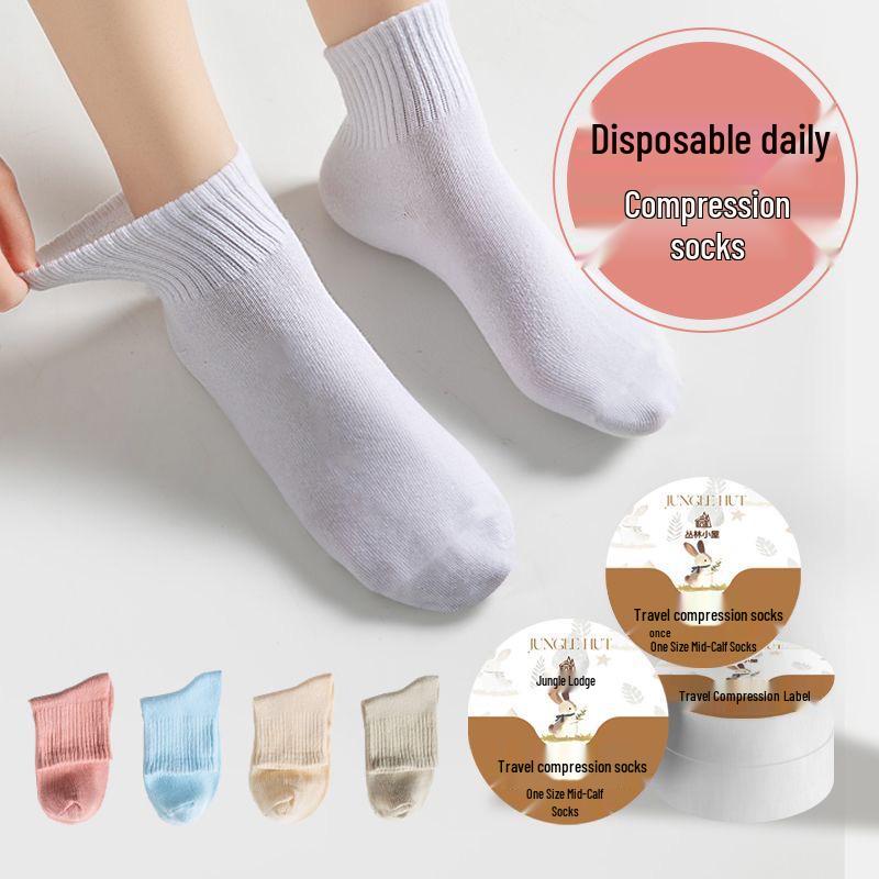Одноразовые компрессионные носки унисекс - средней длины, влагоотводящие, идеально подходят для деловых поездок и путешествий