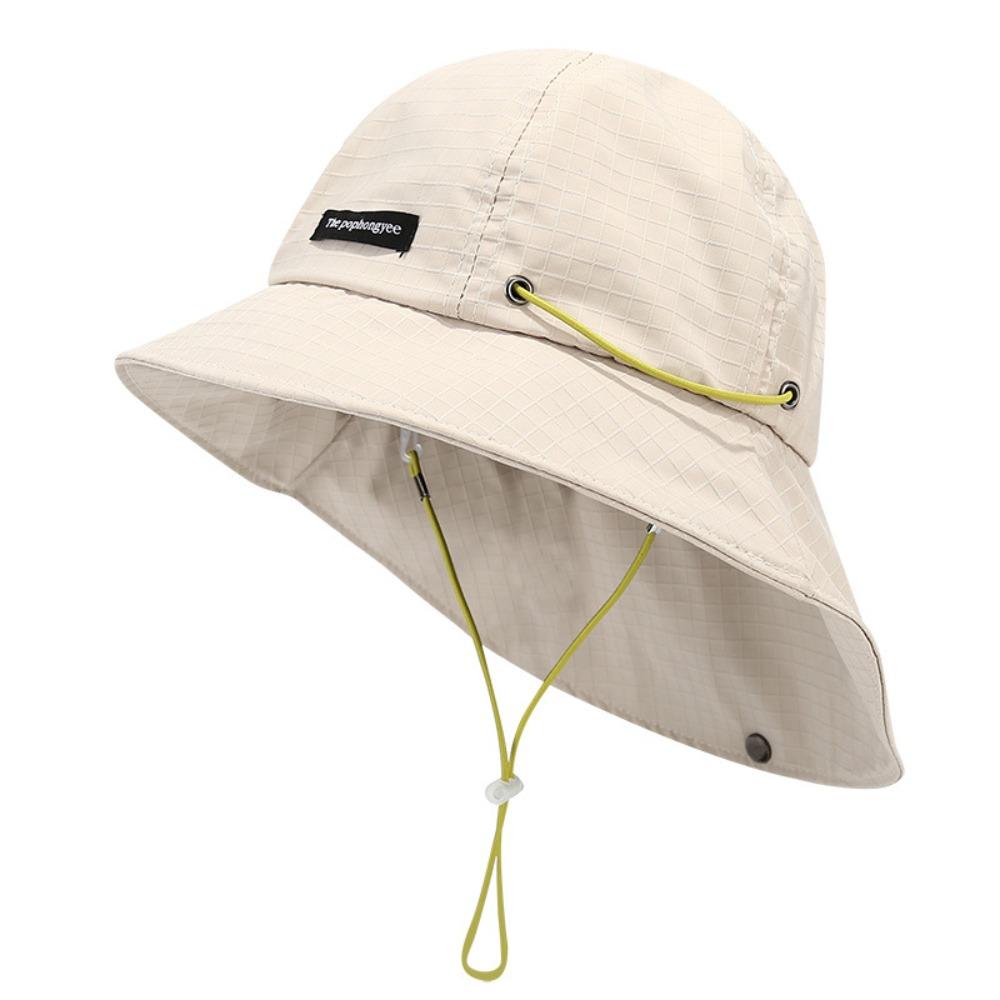Quick-drying Wide Brim Sun Hat Solid Color Hiking Hat Breathable Drawstring Fisherman Hat Travel