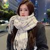 New Large Plaid Scarf for Women In Autumn and Winter Korean Style Tassel Imitation Cashmere Warm Men's Scarf for Couples Casual and Versatile Students