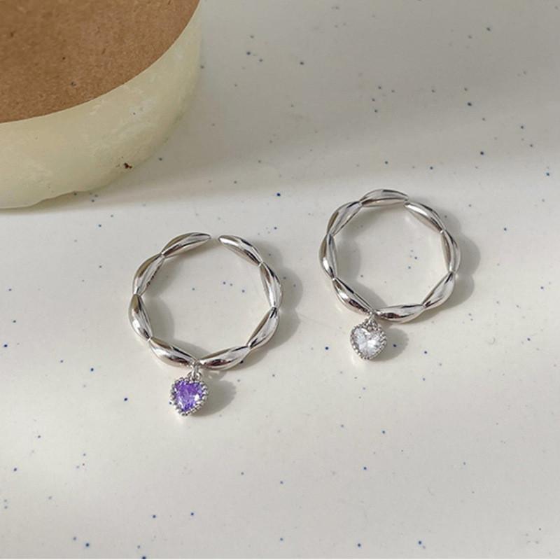 2023 New Stylish Adjustable Pure Silver Heart Shaped Ring For Women With Chic Design