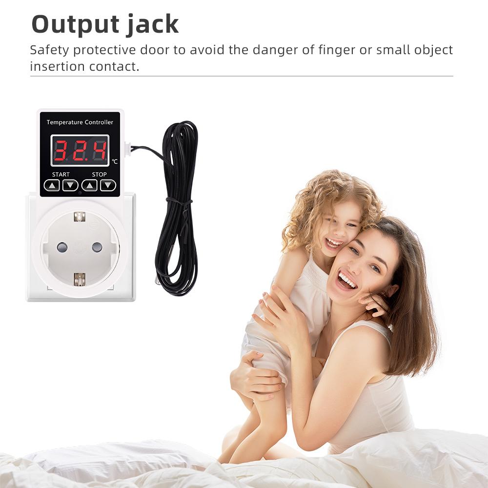 AL11G-T1 Цифровой регулятор температуры Розетка AC 110-220В Нагревательный термостат Регулятор Розетка Выход Вилка ЕС С датчиком NTC