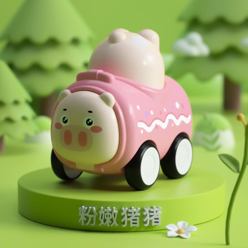 4 In 1 Panda Bear Pig Tiger Design Educational Baby Gift For 3-6 Year Old Boys Girls Press & Go Animal Toy Cars For Kids