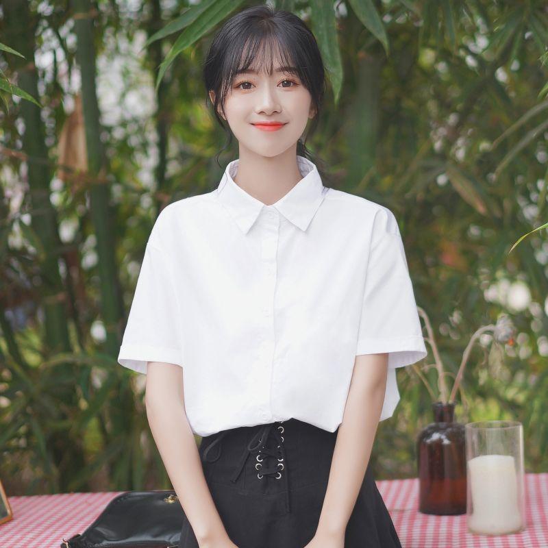 2024 Лето Новый Tie Jk Белая Рубашка Женская Рубашка С Короткими Рукавами Свободная Блузка