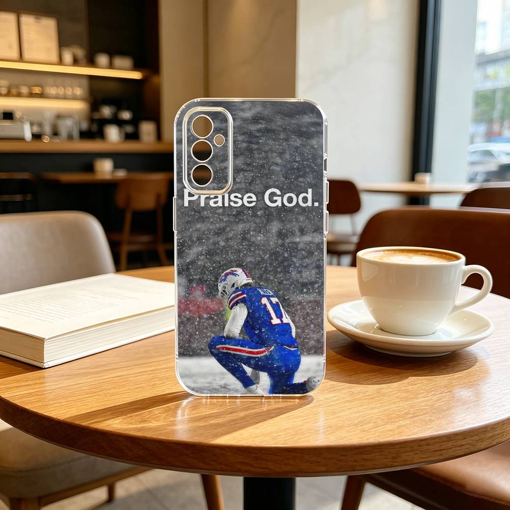 Чехол для телефона Американский футбол 17 Josh Allen для Samsung A10, 12, 20, 21S, 30, 31, 40, 50, 51, 52, 70, 71 Прозрачный чехол