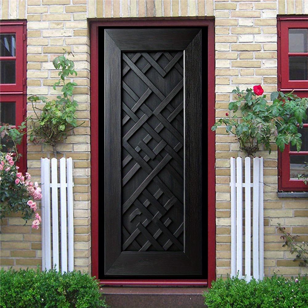 3D Door Decoration Stickers Modern Black Geometric Simple Abstract Lines Flowers Wallpaper For Living Room Home Decor Bedroom Art Decals