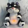 JOYBLISS Stock Soothing New Breath Light Sound Cute Leering Cat Music Early Education Doll Stuffed Animals