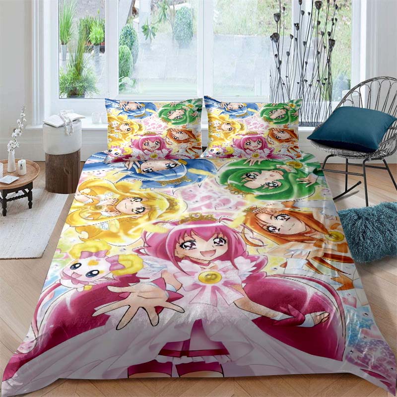 2026 New Pretty Cure Themed Duvet Covers and Pillowcases – Perfect for Single, Double, Queen, and King Beds – Holiday Gifts