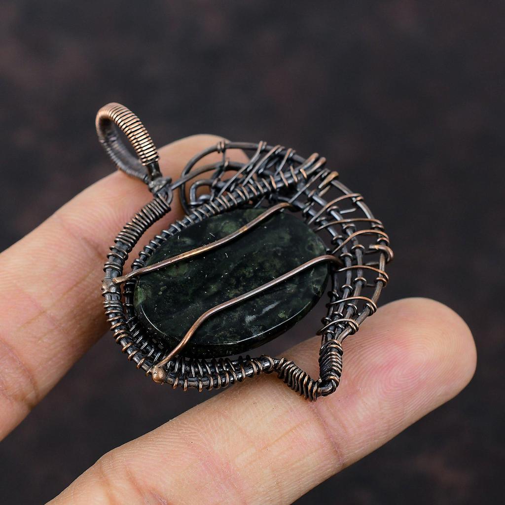 Kambaba Jasper Gemstone Pendant Copper Wire Wrapped Jewelry Designer Pendant Handmade Wire Wrap Pendant Unique Copper Pendant Gift For Women