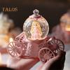 Pumpkin Carriage Music Box with LED Light Faux Crystal Ball Musical Box Cartoon Princess Bunny Snow Globes Desktop Decoration Ornament