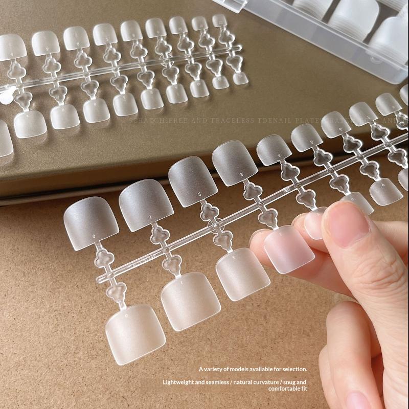 Matte Short Square Press-On Toenails 260Pcs Full Set Natural Fake Toenail Tips for Beginners DIY Nail Art
