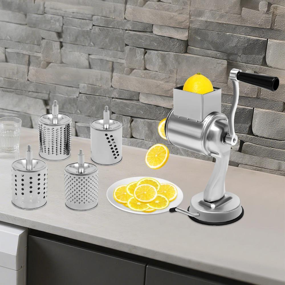 Practical Manual Rotary Hand Crank Nut Grinder Stainless Steel Sturdy Cheese Grater with 5 Blades Cheese Shredder Prepare Meal