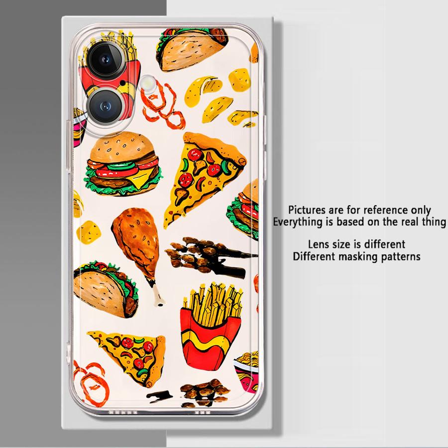 Чехол для iPhone 17 Pro Max Air 14 Plus 7 8 XS Max 13 Pro XR 16 11 12 Mini 15 Мягкий чехол для телефона Гурманский бургер