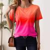 Summer Women's Commuting Elegant Short Sleeved Gradient Print Casual T-Shirts Women’s