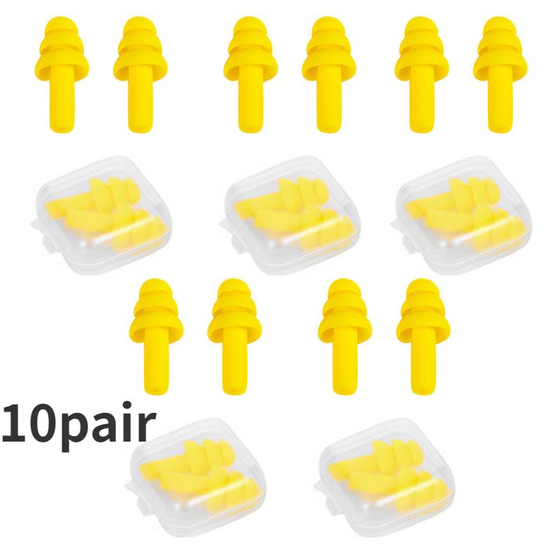 10 пар силиконовых берушей для снижения шума, комфортные беруши, мягкие водонепроницаемые беруши для плавания, водонепроницаемые, изоляционные, с шумоподавлением для сна