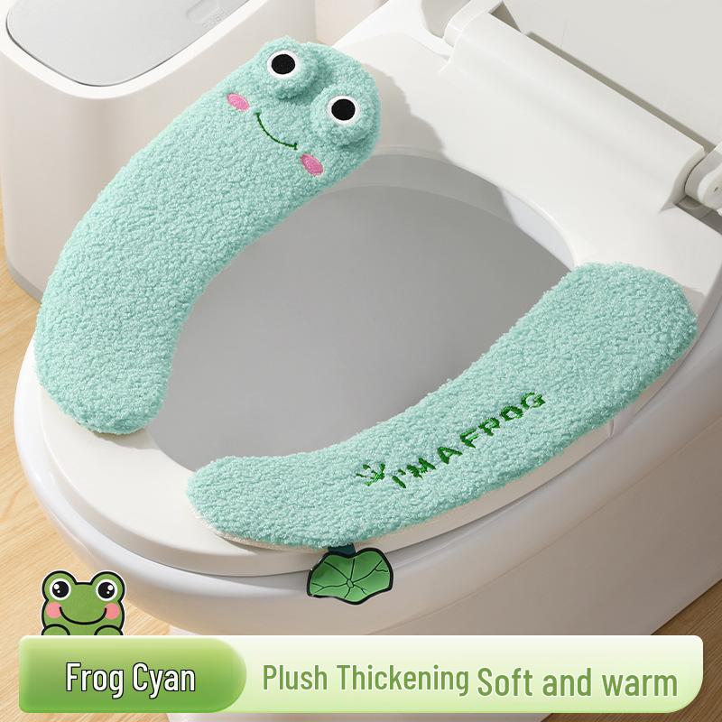 Cartoon Plush Toilet Mat - Universal, Thick & Warm for All Seasons.