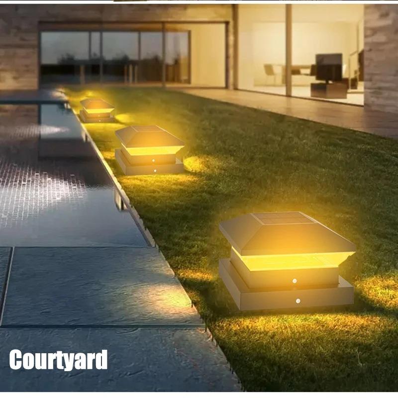 4 шт. Солнечный свет, уличный IP65, солнечный столб, лампа на вилле, столб, лампа для забора, ворот, светодиодная лампа для дома, ворот, патио, сада