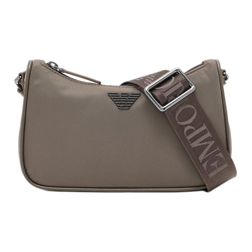 Emporio Armani Asv Молния с логотипом Нейлоновая мини-сумка кросс-боди Мужские сумки Коричневый EM001808-AF13454-U6200