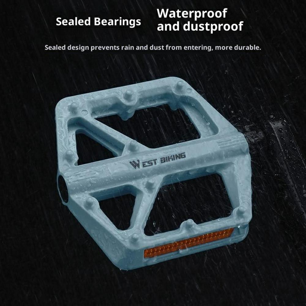WEST BIKING YP0802150 1 Pair Nylon Widened Pedals for Mountain Road Bike Anti Slip Bicycle Pedals with Reflector