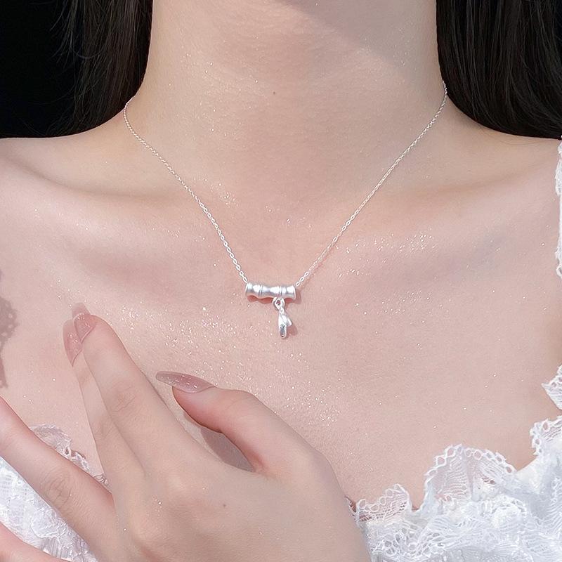 Ожерелье из бамбуковых узлов и листьев, модный и универсальный стиль для поездок на работу, минималистичная и свежая цепочка на ключицу