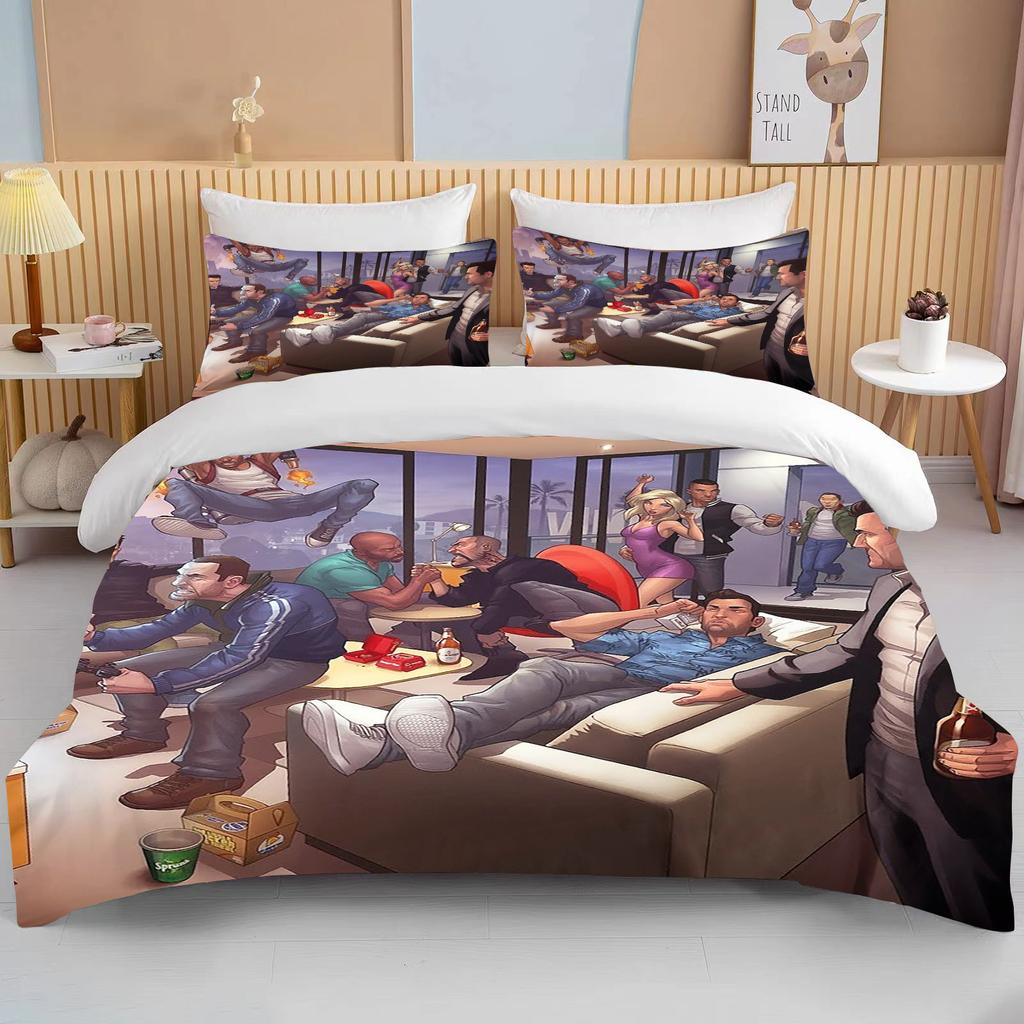 10 размеров 3D игра GTA V Постельный комплект Мультяшные пододеяльники Grand Theft Auto Постельное белье Постельные принадлежности с наволочкой Дропшиппинг