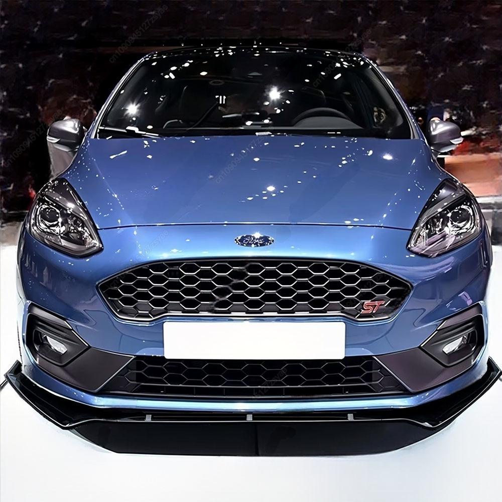 Car Front Bumper Lip Spoiler Splitter Diffuser For Ford Fiesta MK8 ST ST-line 2017-2021 Pre-LCI ABS Gloss Black Bodykits Tuning