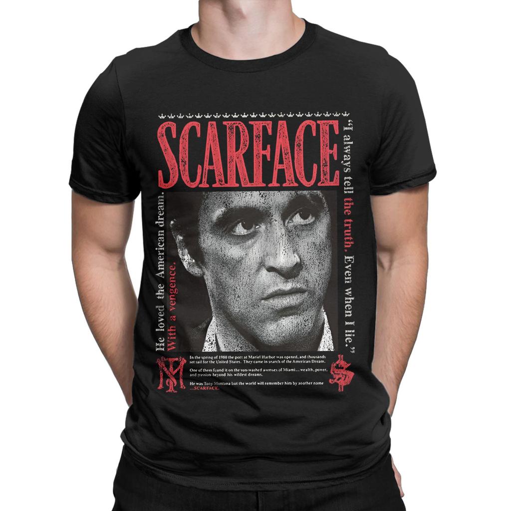 Забавные классические футболки 90-х годов Scarface для мужчин, с круглым вырезом, из чистого хлопка, с коротким рукавом, больших размеров