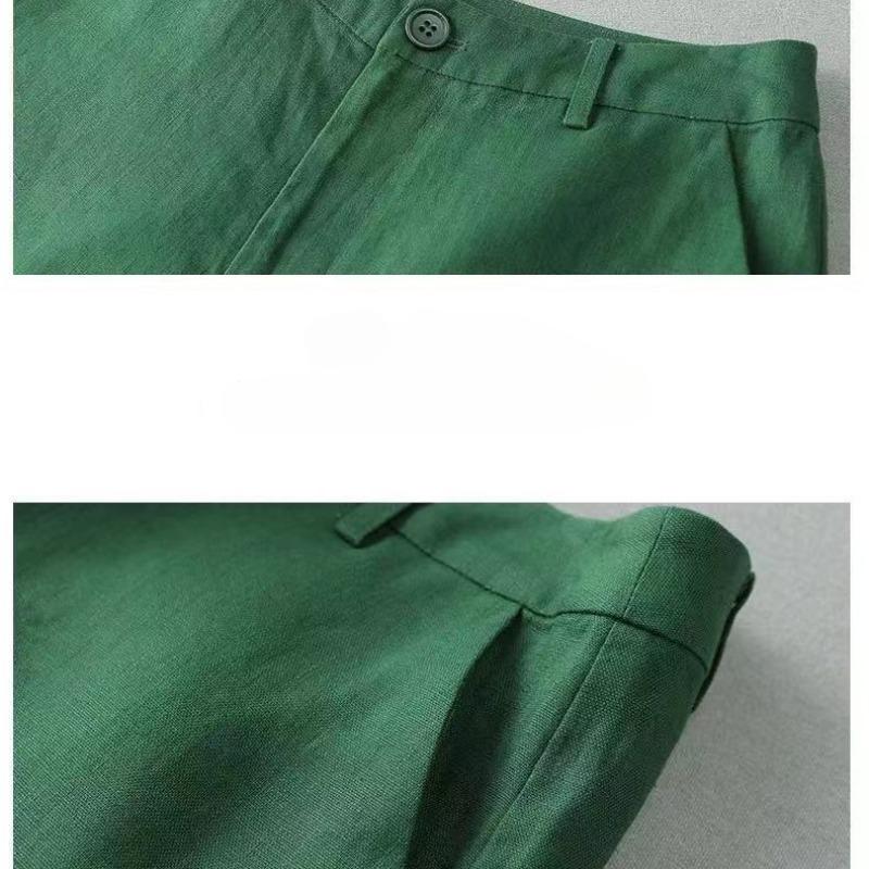 Summer New Cotton and Linen Casual Shorts for Women High Waist Plus Size Wide Leg Shorts Woman Fashion Simple Straight Office Lady Short Pants 24712