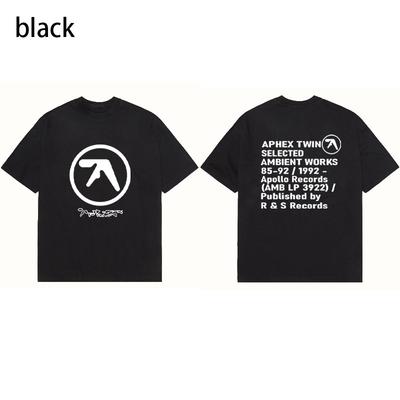 Мужская футболка Aphex с черным принтом, хлопковая, графическая, оверсайз, корейская мода, с коротким рукавом, топы, футболки, одежда в стиле Y2k, уличная одежда