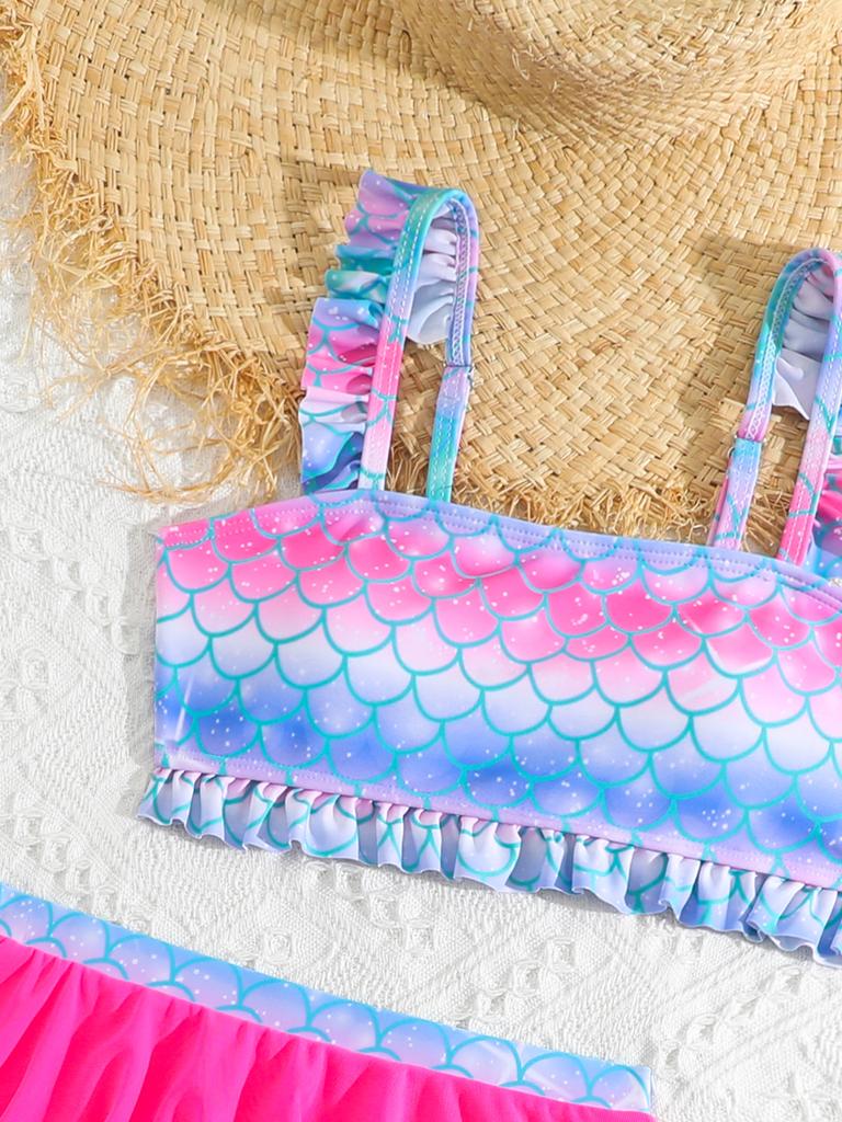 3 шт./компл. купальники для девочек, верх, низ, юбка, детские бикини, детский купальный костюм, купальник, пляжная одежда