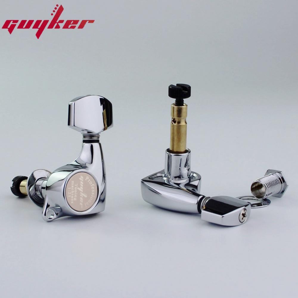 Guyker Хромированные колки для гитары с передней фиксацией 3R3L Передаточное число 1:21 Для электрогитар Lp Sg Серебристый