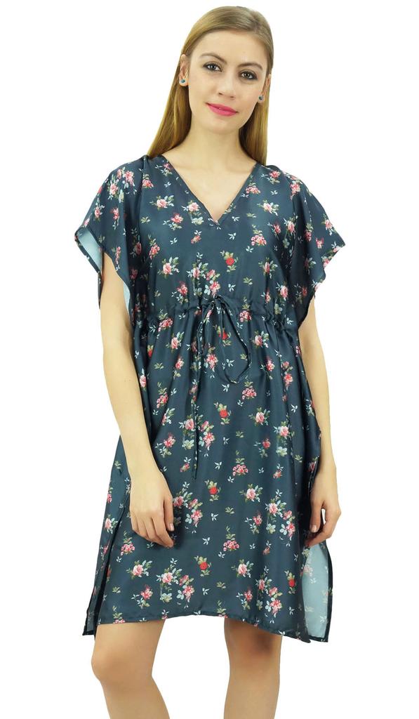 Bimba Женское черное атласное кимоно с цветочным принтом для подружки невесты на шнурке