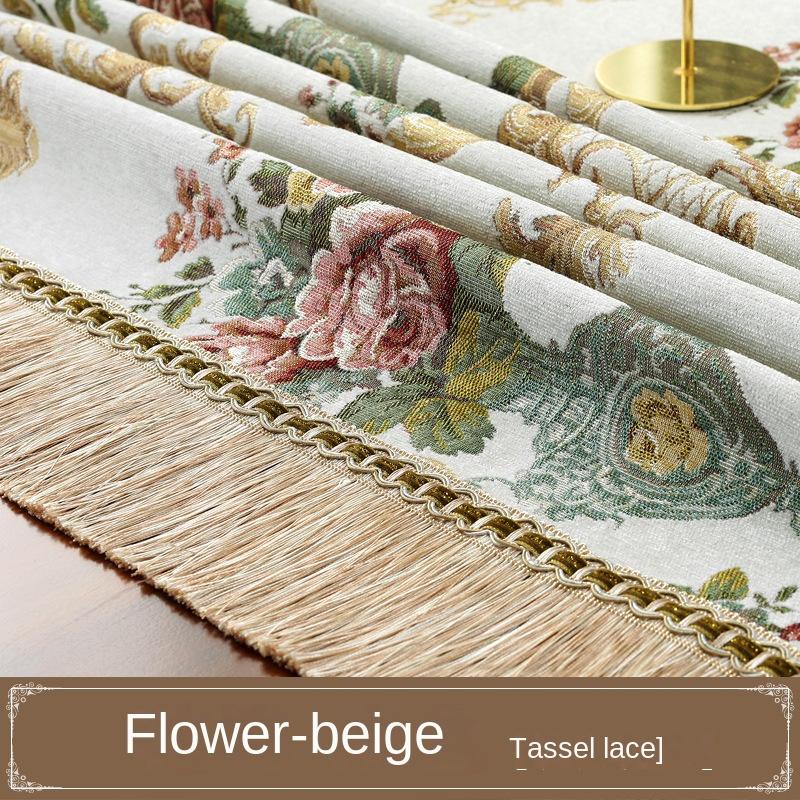 European Style Flower Tassel Tablecloth Thicken Chenille Rectangular Table Cover Round Dining Table Coffee Cloth Dust-proof