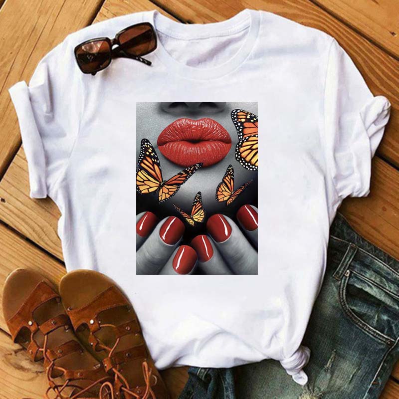New Sexy Lips Unisex Tshirt Fashion Graphic Printed Tshirt Harajuku Ulzzang Rose Diamond Snake Lips Casual Tops Tee