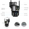 12MP 6K WiFi IP Camera Outdoor PTZ Three Lens Dual Screens 10X Zoom Auto Tracking Human Waterproof 4K CCTV Security Protection