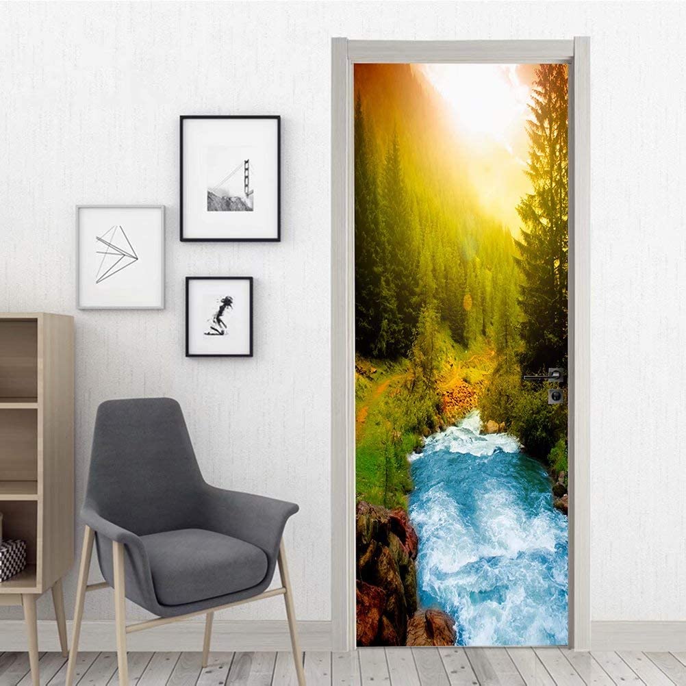 Наклейка на дверь, настенная бумага, 3D обои, сделай сам, постер, художественные фрески, домашний декор, наклейки с цитатой, украшение, самоклеящиеся съемные садовые