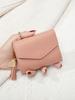 Fashion Ultra-thin Tri-fold Hand-held Coin Purse Minimalist Credit Card Holder Solid Color Tassel Pendant Short Women's Wallet