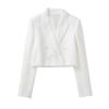 Летняя женская фактурная белая куртка с длинными рукавами и двубортными лацканами для ЕС и США 2022 г.