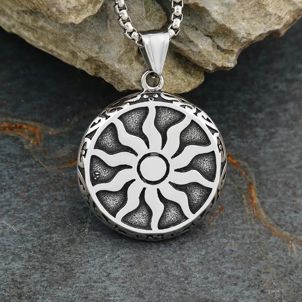 Винтажный Амулет Аполлон Подвеска Солнечный Бог Ожерелье Мужское Круглое Нержавеющая Сталь Ожерелье Амулет Ювелирный Подарок