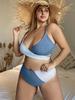 Women's Large Size Colorful Straps Bikini Summer Beach Collision Swimsuit Sports Beach Plus Size Swimsuit Sets