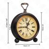 Vintage Alarm Clock Round Silent Analog Table Clock Non-Ticking with Roman Numerals, Hanging Hook - Battery Powered for Home Office Students