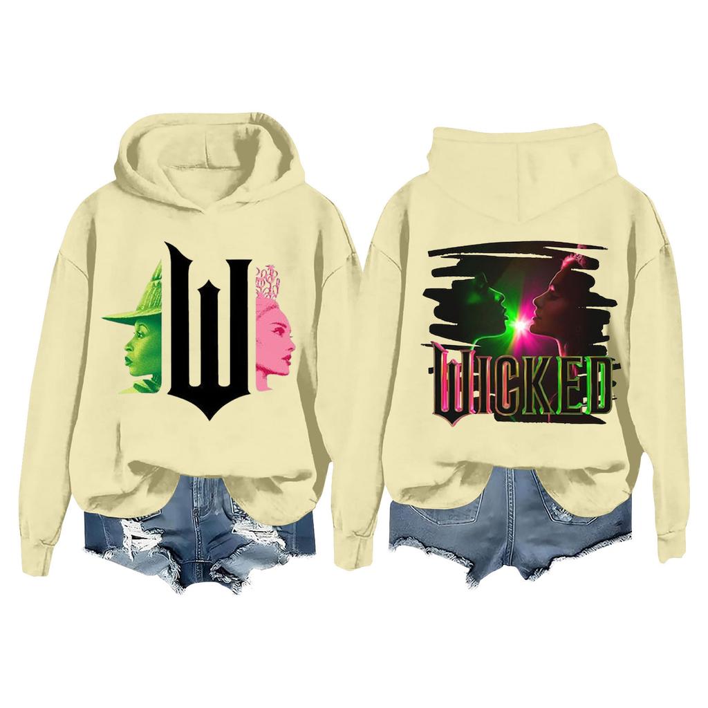 Женская модная повседневная кофта с длинными рукавами и принтом ведьмы с капюшоном