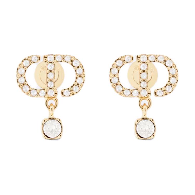 Dior Gemstone Decorated Metal Earrings Women earrings Gold E3365WOMCYD03S