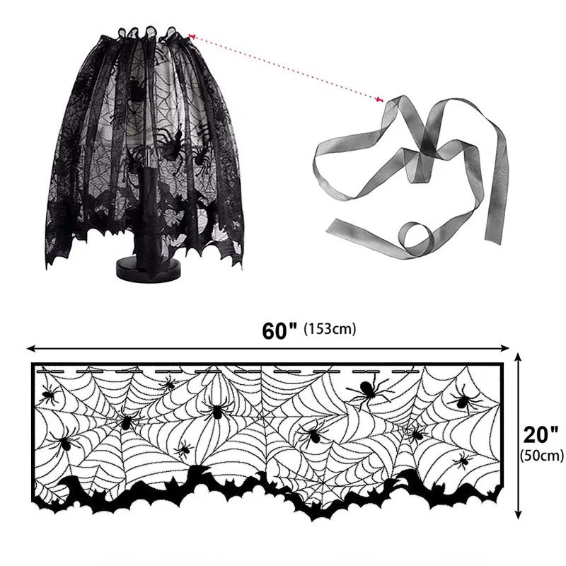 Скатерти на Хэллоуин Паутина Каминное полотенце Летучая мышь Паук Настольный флаг Абажур Украшение стола Наборы для домашнего декора на Хэллоуин